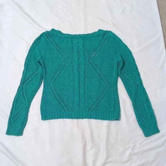 AEO Open Cable Knit Sweater, Color Aquamarine Size XL - Picture 2 of 12